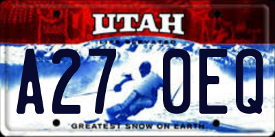 UT license plate A270EQ