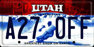UT license plate A270FF