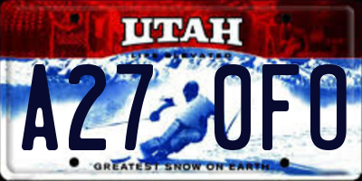 UT license plate A270FO