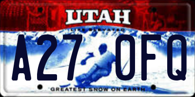 UT license plate A270FQ