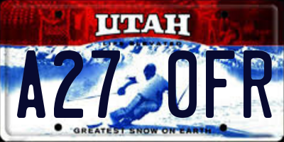 UT license plate A270FR