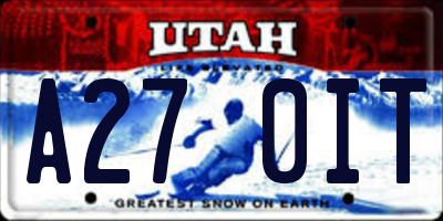 UT license plate A270IT