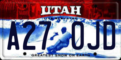 UT license plate A270JD