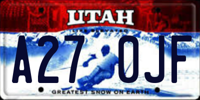 UT license plate A270JF