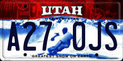UT license plate A270JS