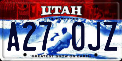 UT license plate A270JZ