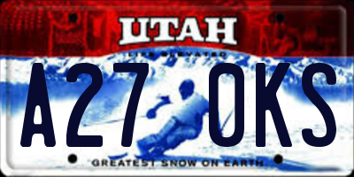 UT license plate A270KS