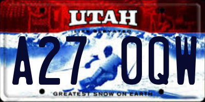UT license plate A270QW