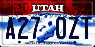 UT license plate A270ZT