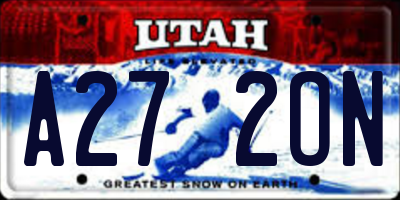 UT license plate A272ON