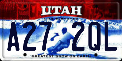 UT license plate A272QL