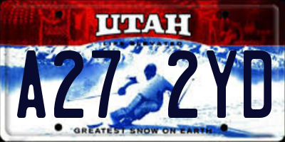 UT license plate A272YD