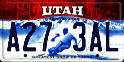 UT license plate A273AL