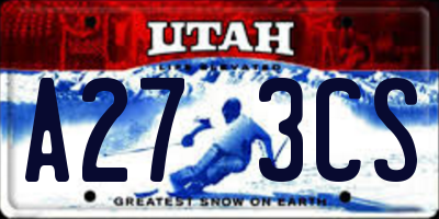 UT license plate A273CS