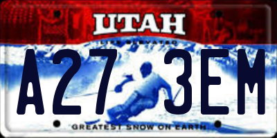 UT license plate A273EM