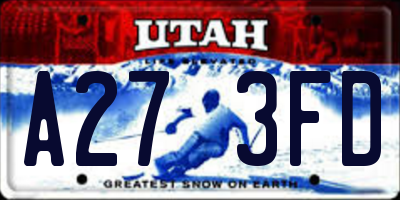 UT license plate A273FD
