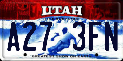UT license plate A273FN