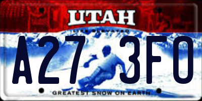 UT license plate A273FO