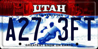 UT license plate A273FT