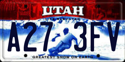 UT license plate A273FV