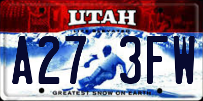 UT license plate A273FW