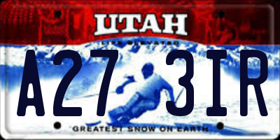 UT license plate A273IR