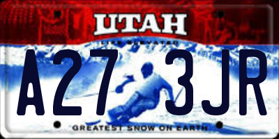 UT license plate A273JR