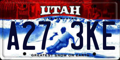 UT license plate A273KE