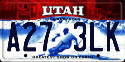 UT license plate A273LK