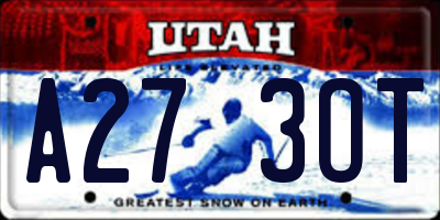 UT license plate A273OT