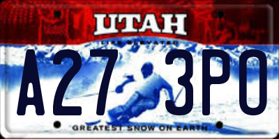 UT license plate A273PO