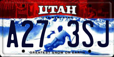 UT license plate A273SJ