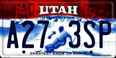 UT license plate A273SP