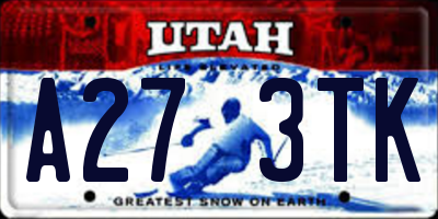 UT license plate A273TK