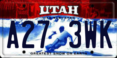 UT license plate A273WK