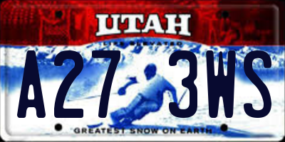 UT license plate A273WS