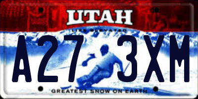 UT license plate A273XM