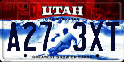 UT license plate A273XT