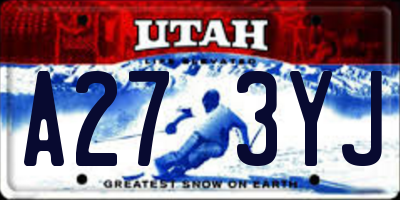 UT license plate A273YJ