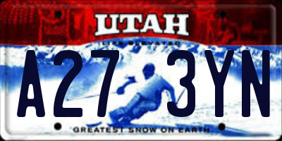 UT license plate A273YN