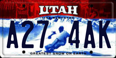 UT license plate A274AK