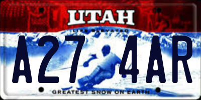 UT license plate A274AR