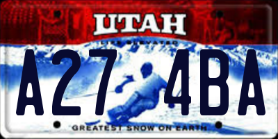 UT license plate A274BA