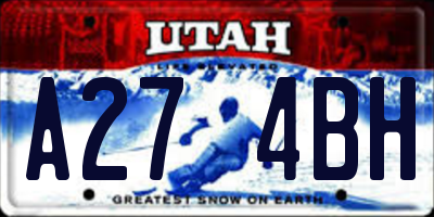 UT license plate A274BH