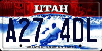 UT license plate A274DL