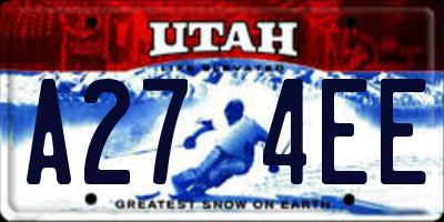 UT license plate A274EE