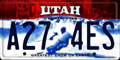 UT license plate A274ES