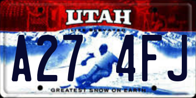 UT license plate A274FJ
