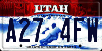 UT license plate A274FW