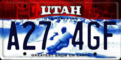 UT license plate A274GF